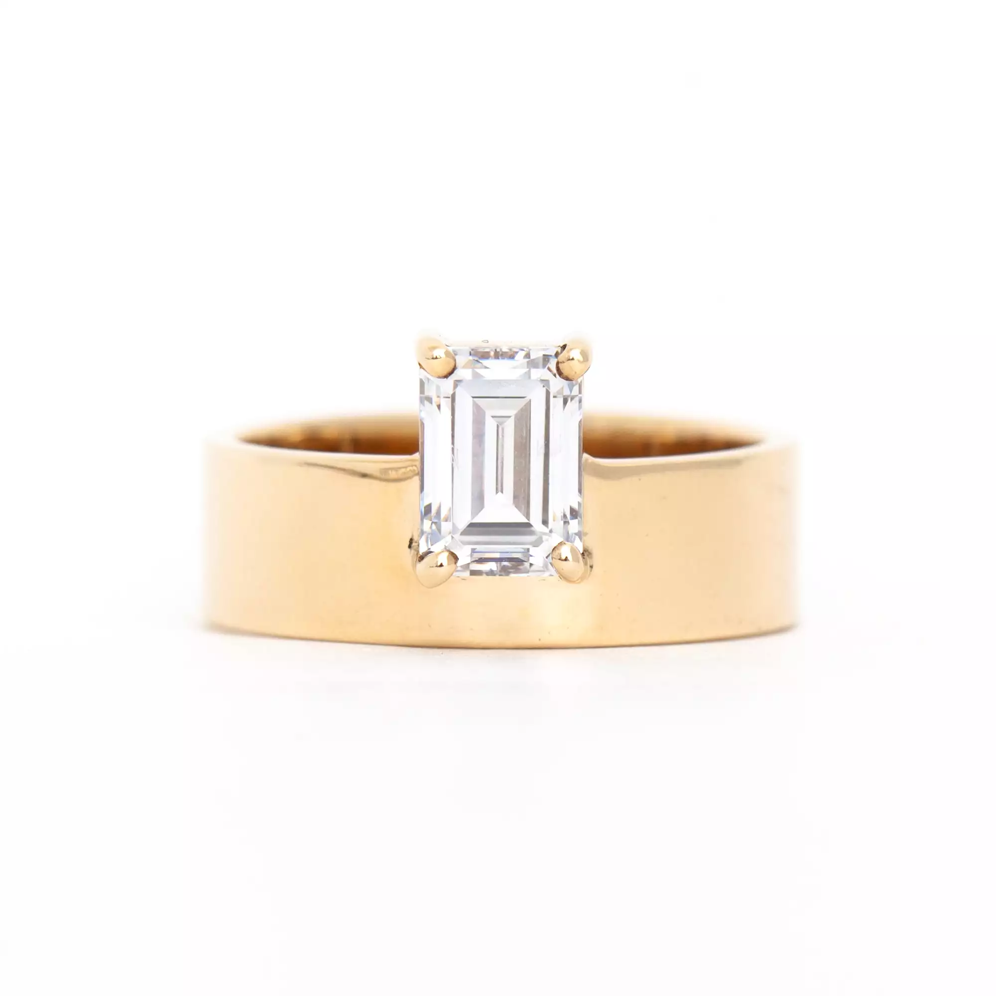 Large Vertical Emerald-Cut Diamond Monolith Ring