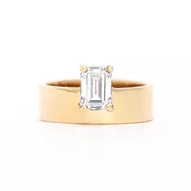 Large Vertical Emerald-Cut Diamond Monolith Ring