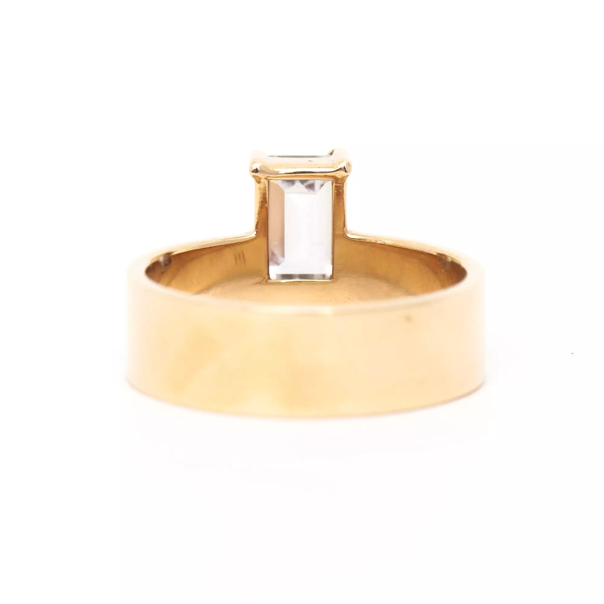 Large Vertical Emerald-Cut Diamond Monolith Ring