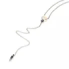 Levitation Lariat, Silver w/ Moonstone