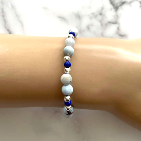 Light Blue Matte Denim Agate Bracelet