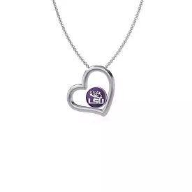 Louisiana State University Tiger Eye Heart Necklace - Enamel