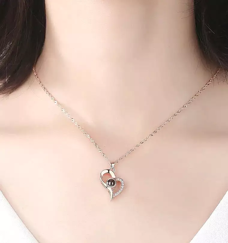 Love Projection Necklace For Women Stainless Steel Couple Necklace S7745210