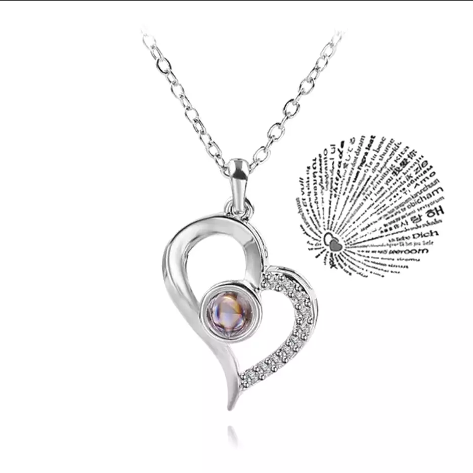 Love Projection Necklace For Women Stainless Steel Couple Necklace S7745210