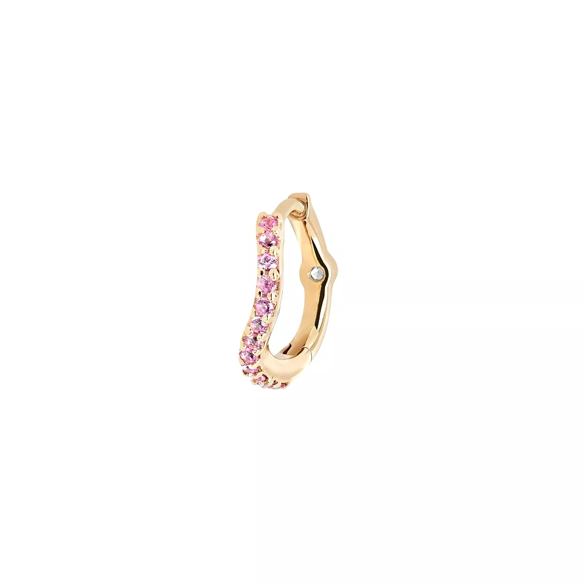 MBF Pink Sapphire Wave Huggie, 14k Gold