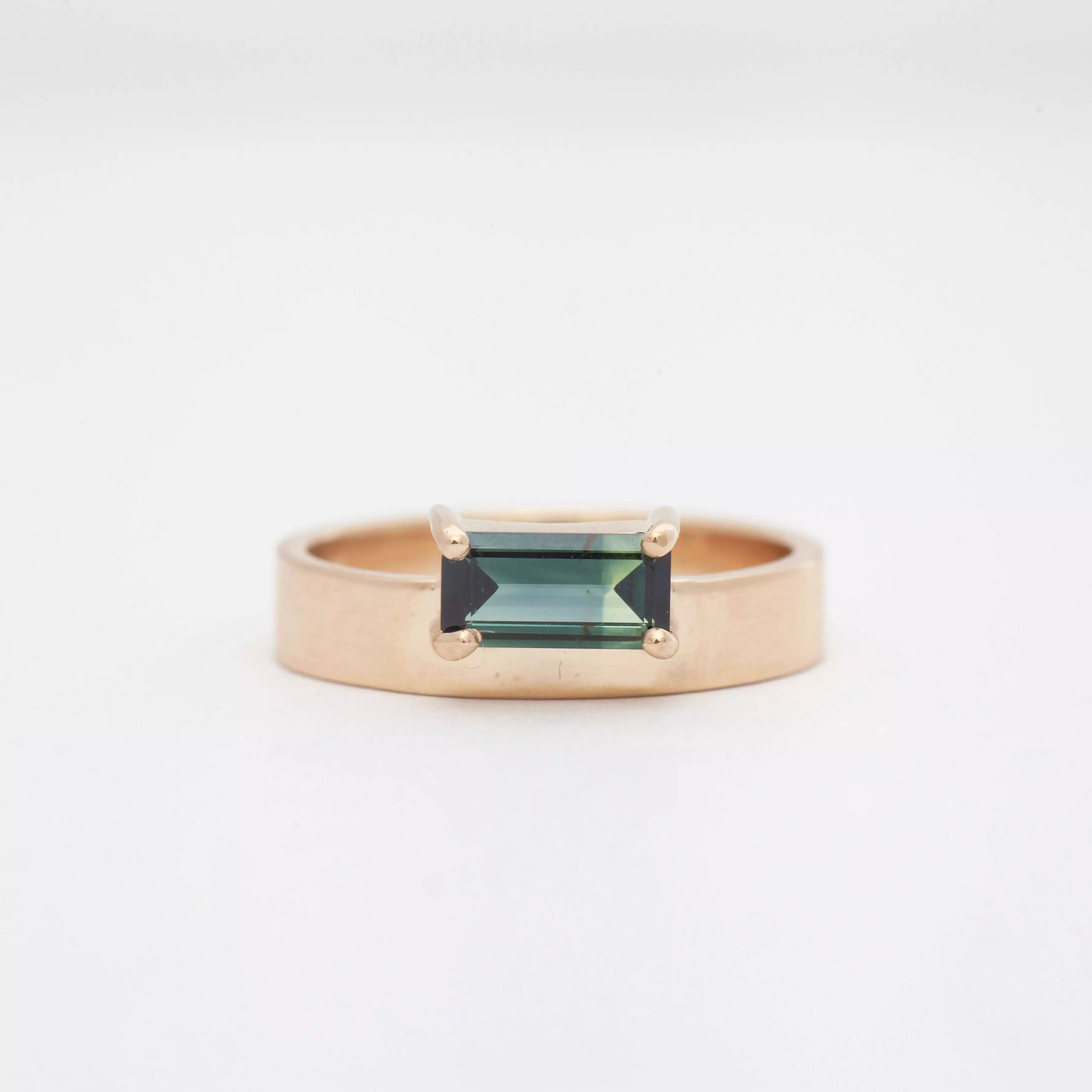 Medium Horizontal Emerald Cut Sapphire Monolith Ring