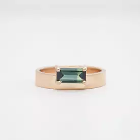 Medium Horizontal Emerald Cut Sapphire Monolith Ring