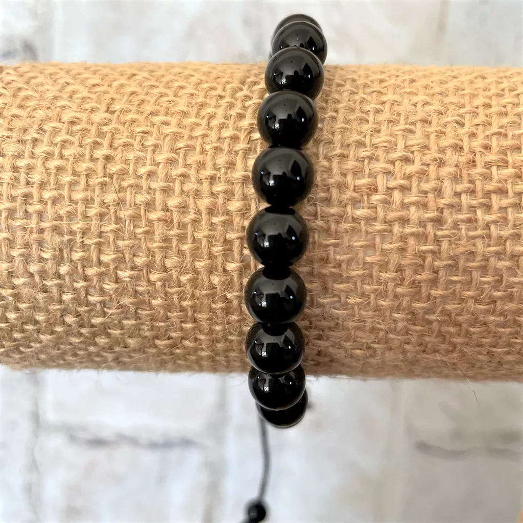 Mens Black Onyx Adjustable Bracelet