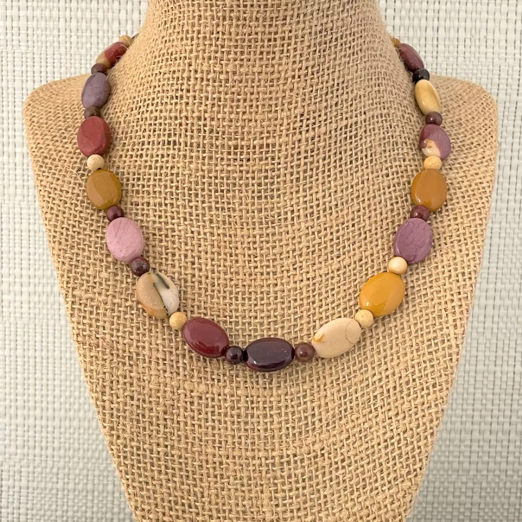 Mens Moukaite Oval Beaded Necklace