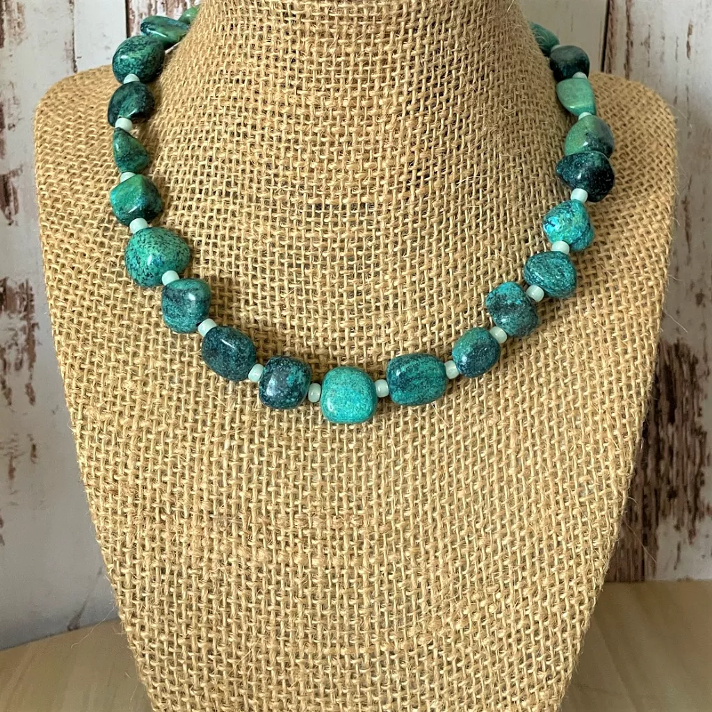 Mens Yellow Turquoise Nugget Beaded Necklace