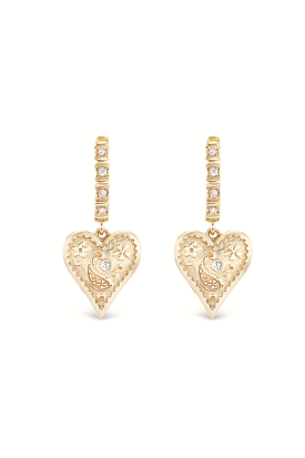 Mini Southwestern Heart Earrings - Yellow Gold