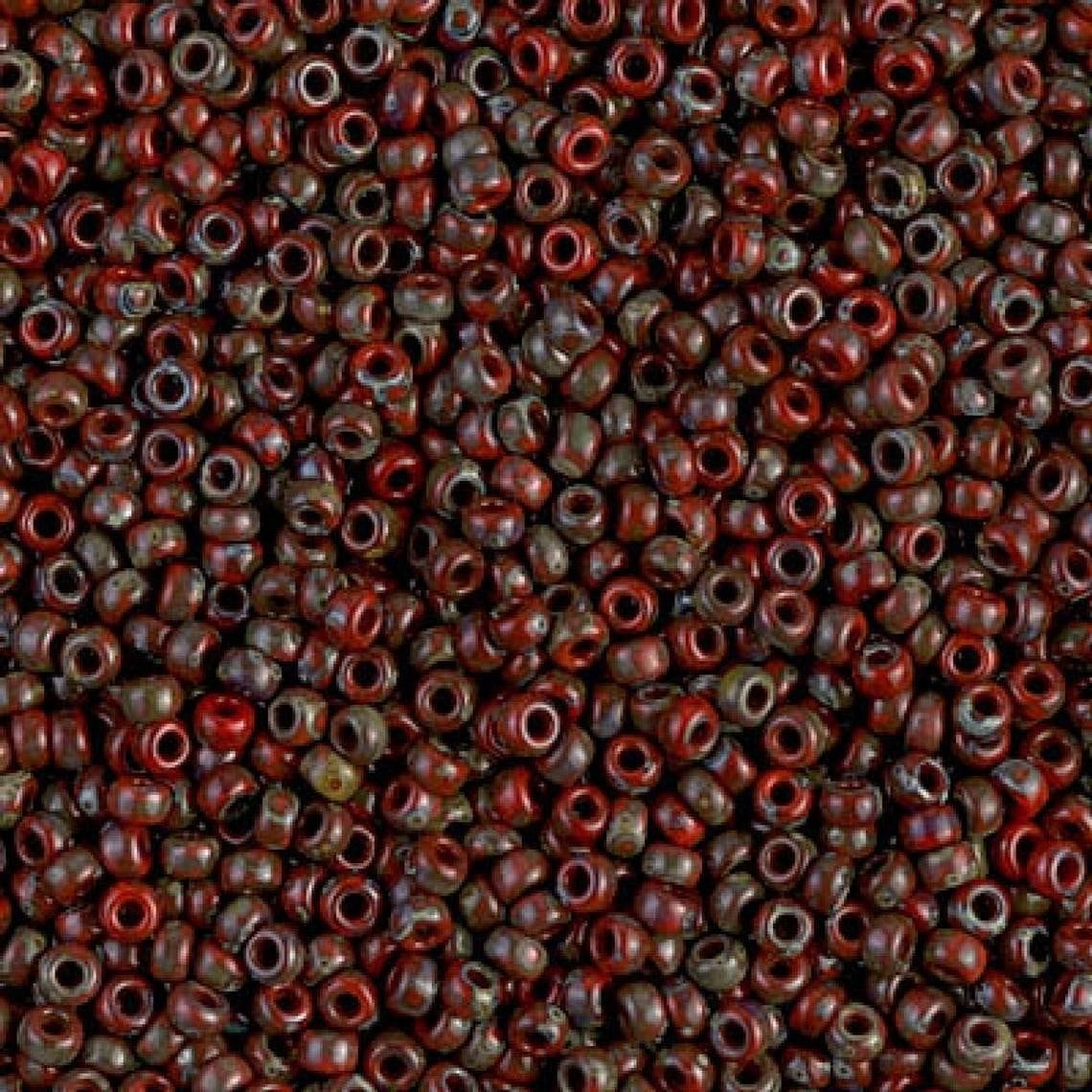 Miyuki Boncuk, MiyukiRoundBeads 8/0-4513 Picasso Opaque Red Garnet