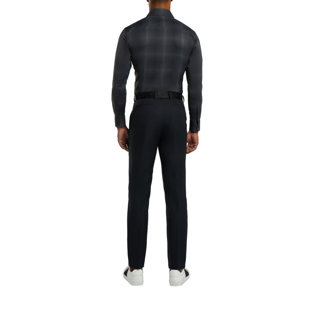 Modern Plaid Woven Technical Stretch Nylon Onyx/Charcoal