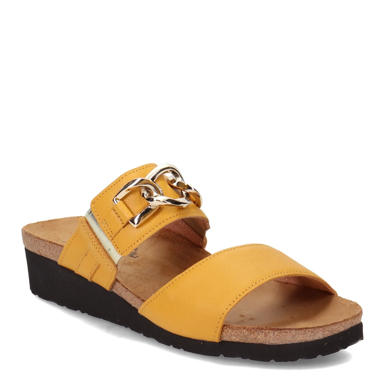 Naot Womens Victoria Dressy Wedge Slide Sandal- Marigold Leather