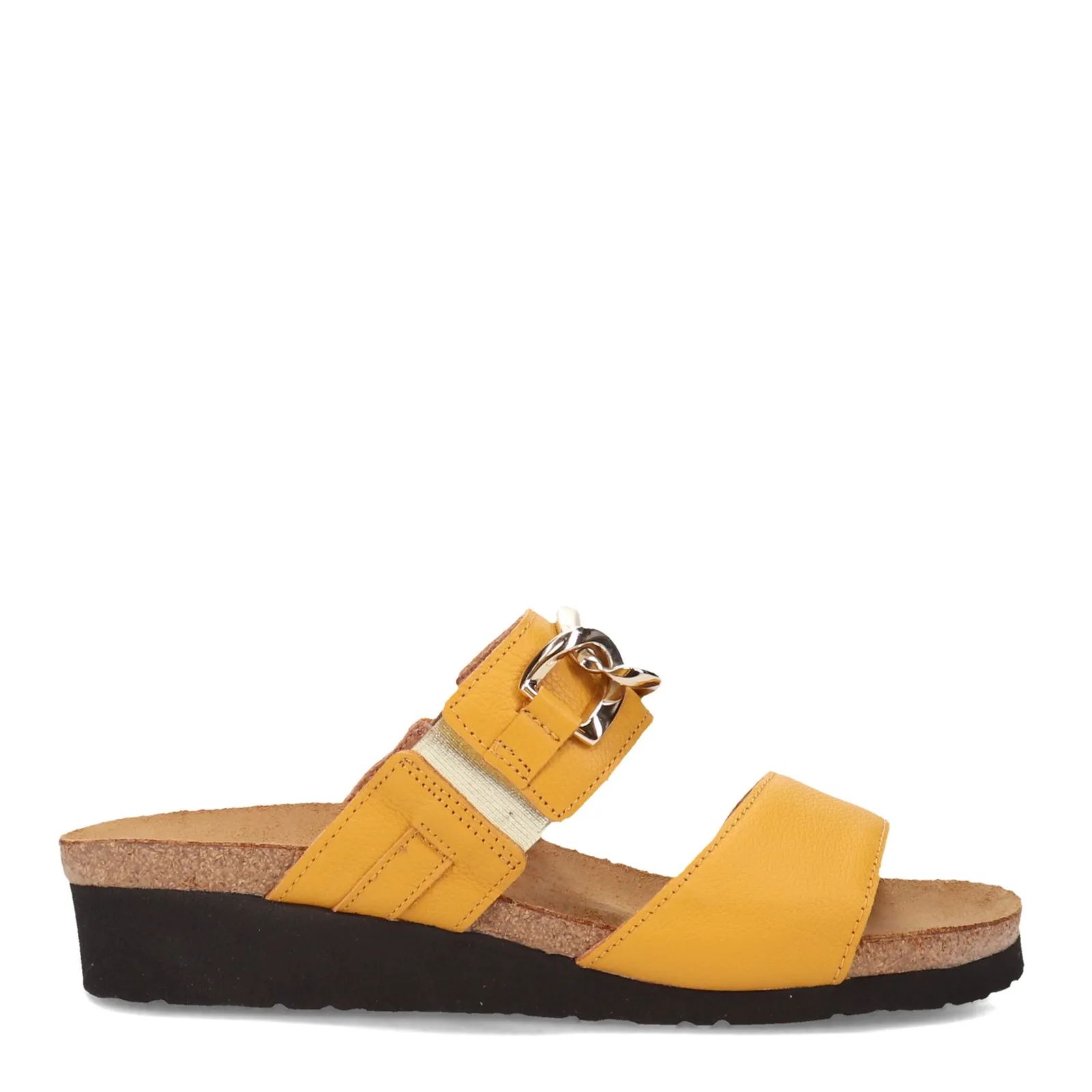 Naot Womens Victoria Dressy Wedge Slide Sandal- Marigold Leather