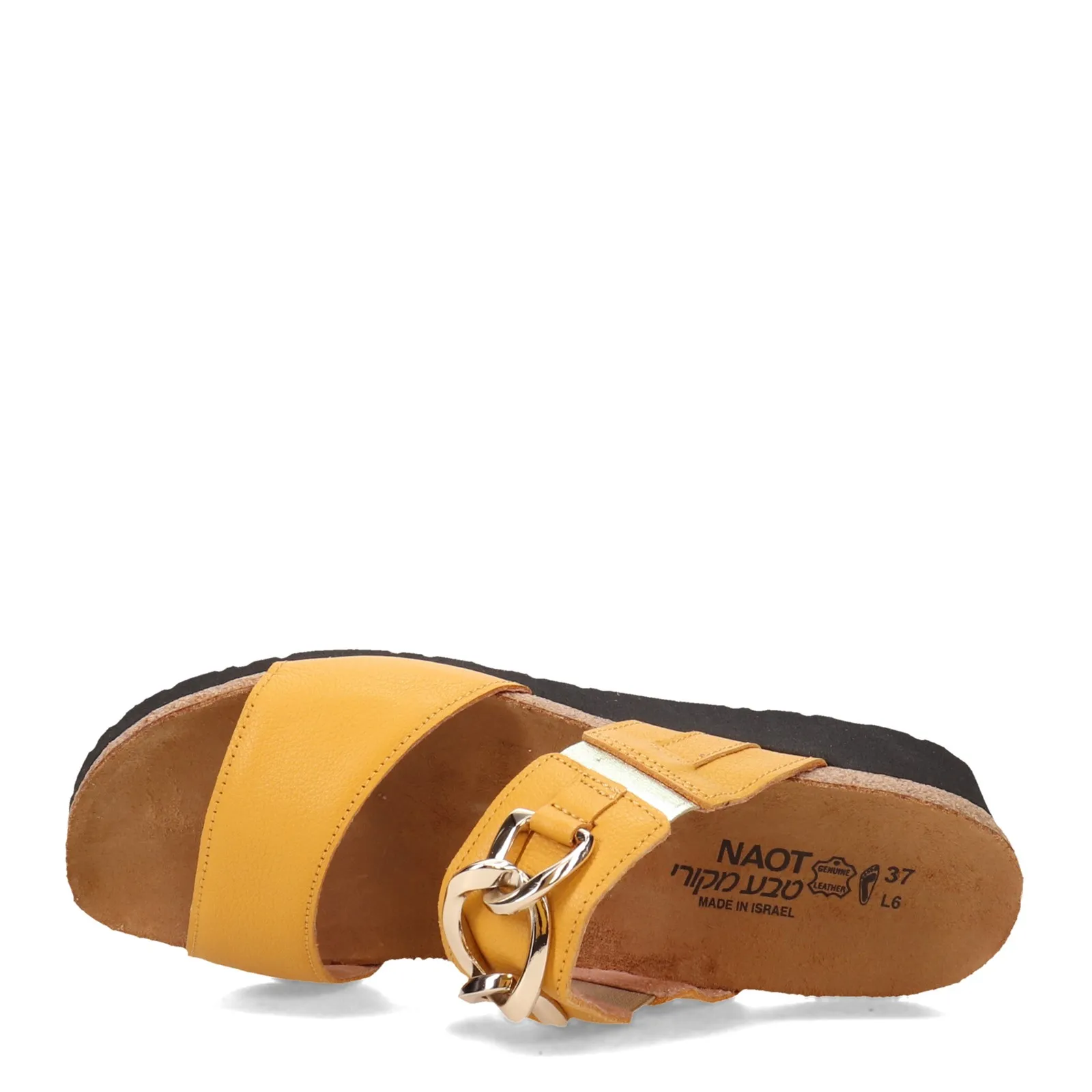 Naot Womens Victoria Dressy Wedge Slide Sandal- Marigold Leather