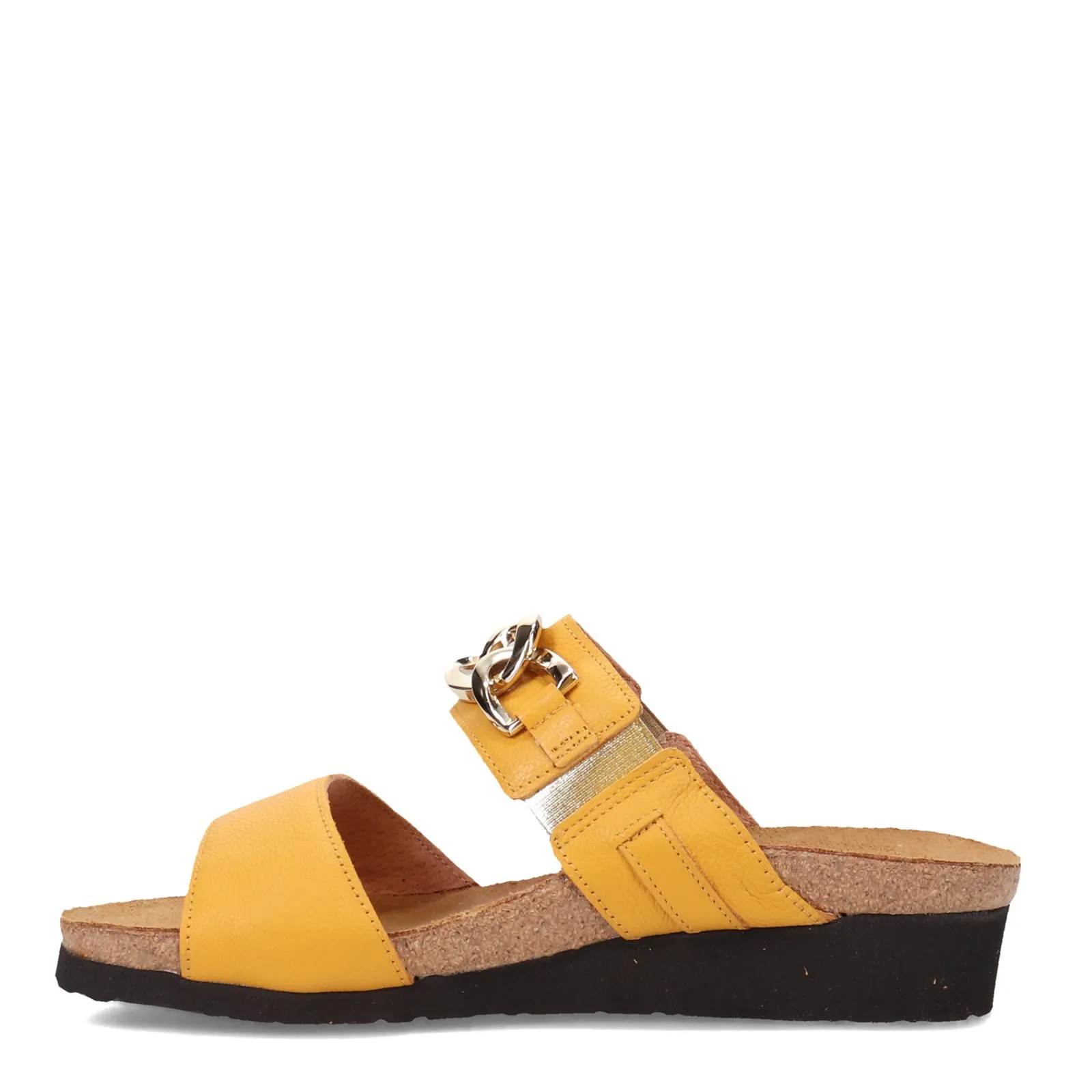 Naot Womens Victoria Dressy Wedge Slide Sandal- Marigold Leather