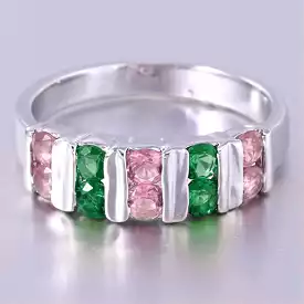 Natalie Pink Sapphire Green Emerald Ring