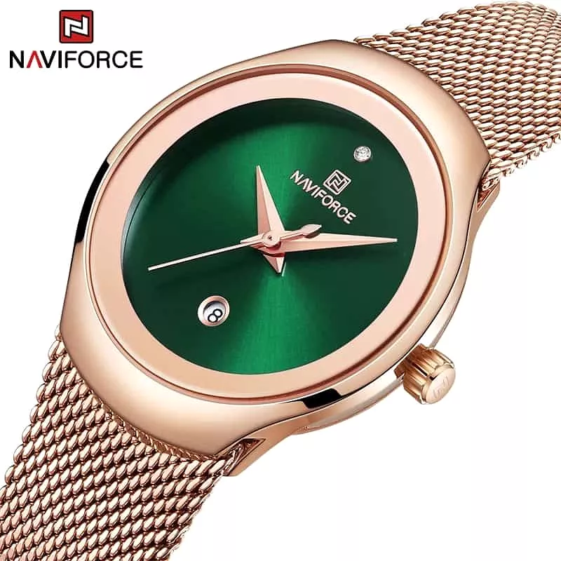 Naviforce Lady Stylish Bracelet Watch - GREEN FACE