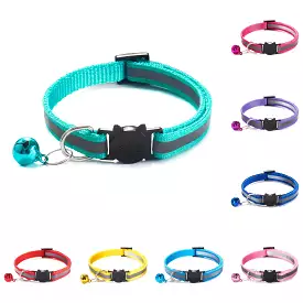 New Colors Reflective Breakaway Cat Collar Neck Ring Necklace Bell Pet Products Safety Elastic Adjustable With Soft Material 1PC