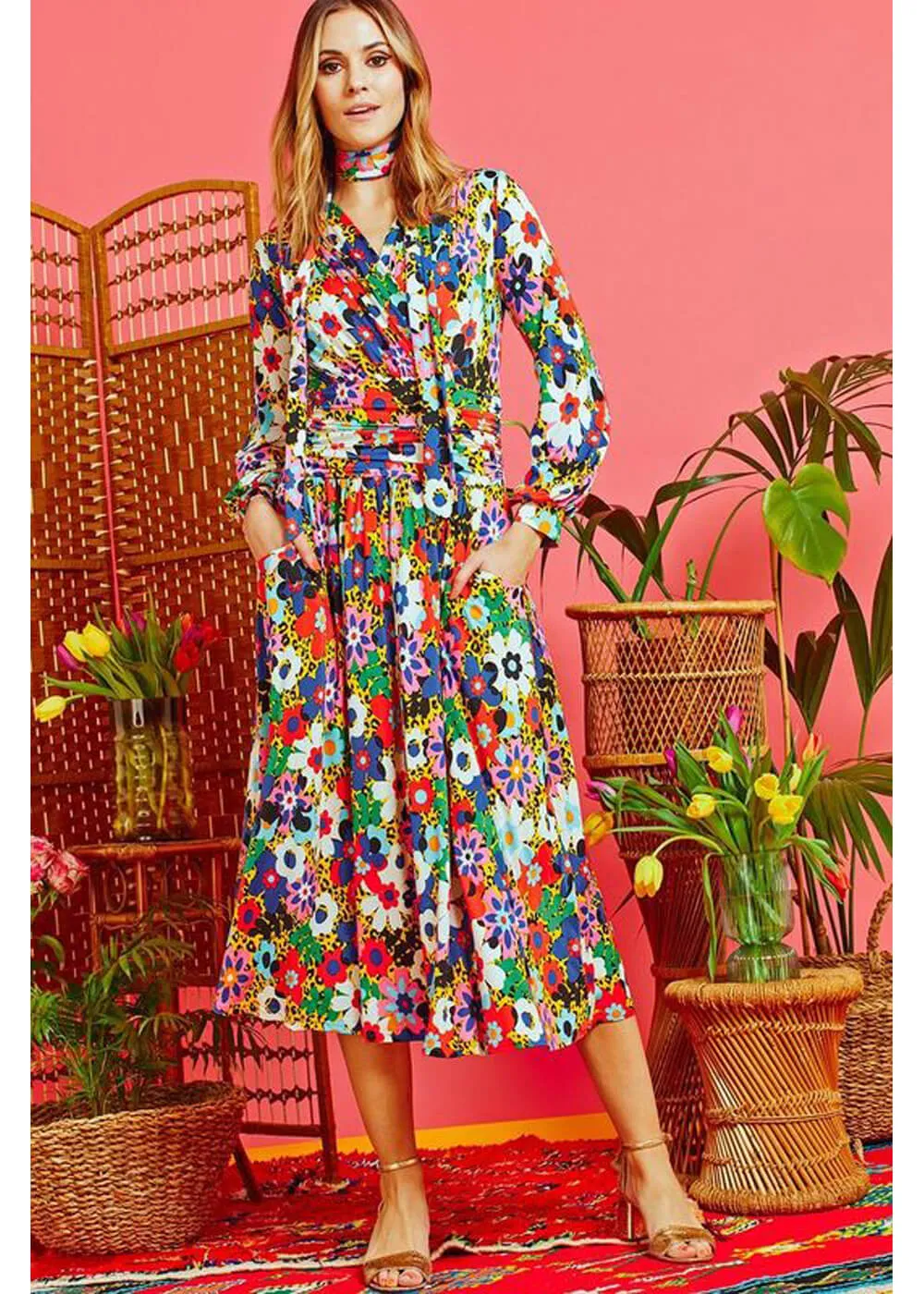 Onjenu Sharon Donna 70's Midi Dress Multi