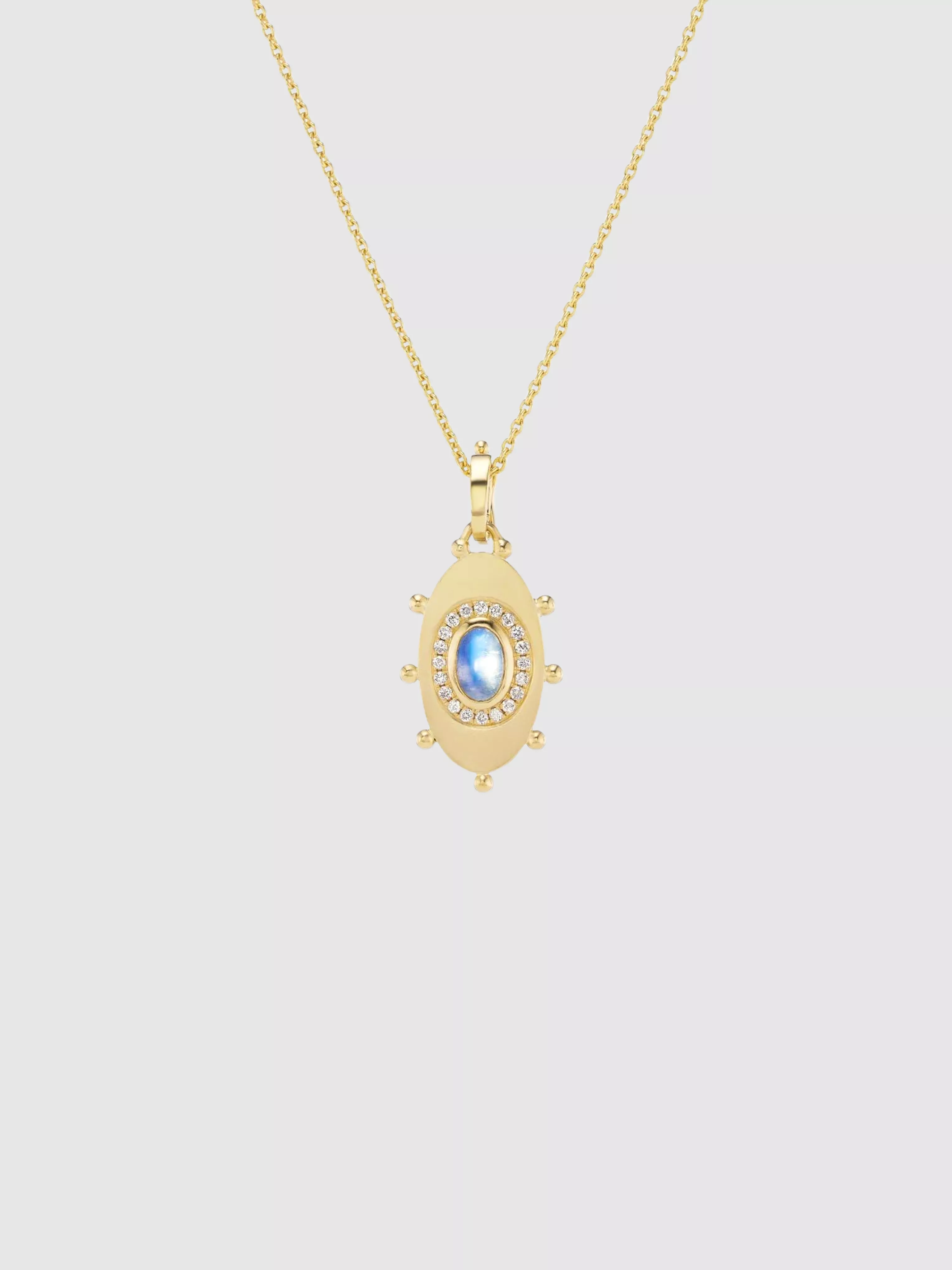 Oval Evil Eye Amulet Necklace in Moonstone