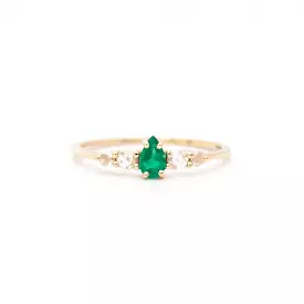 Pear Emerald Bellatrix Ring