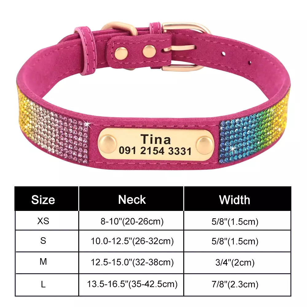 Personalized Dog Collar Bling Customized Anti-lost Pet ID Collar Adjustable Pet Necklace With Engraved Tag For Small Medium Dogs