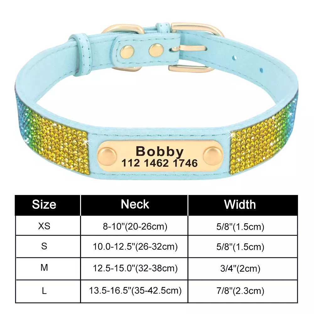 Personalized Dog Collar Bling Customized Anti-lost Pet ID Collar Adjustable Pet Necklace With Engraved Tag For Small Medium Dogs