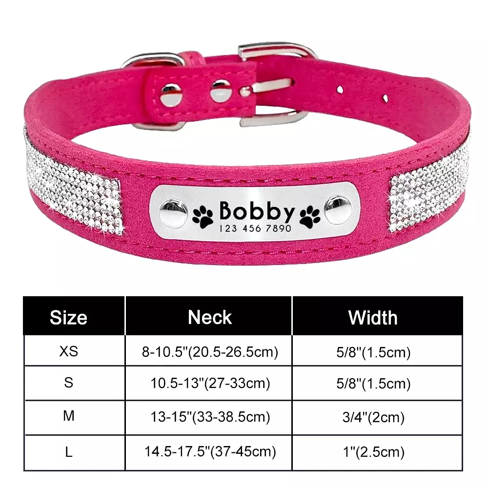 Personalized Dog Collar Bling Customized Anti-lost Pet ID Collar Adjustable Pet Necklace With Engraved Tag For Small Medium Dogs