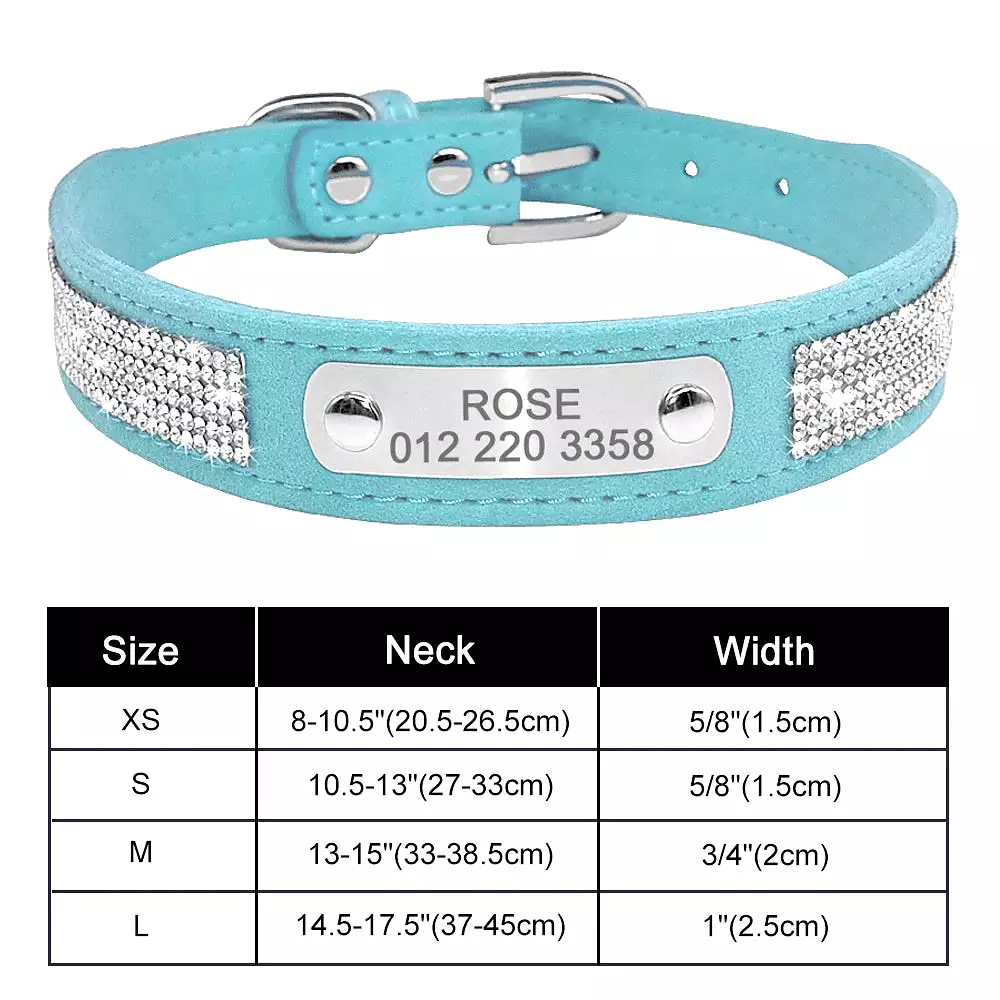 Personalized Dog Collar Bling Customized Anti-lost Pet ID Collar Adjustable Pet Necklace With Engraved Tag For Small Medium Dogs