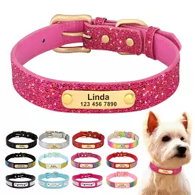 Personalized Dog Collar Bling Customized Anti-lost Pet ID Collar Adjustable Pet Necklace With Engraved Tag For Small Medium Dogs