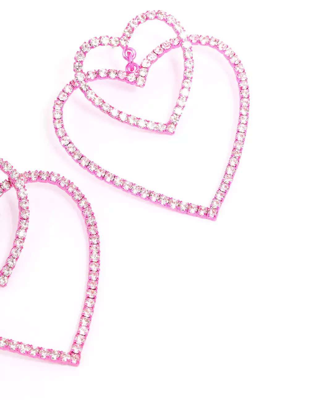 Pink Double Heart Drop Earrings