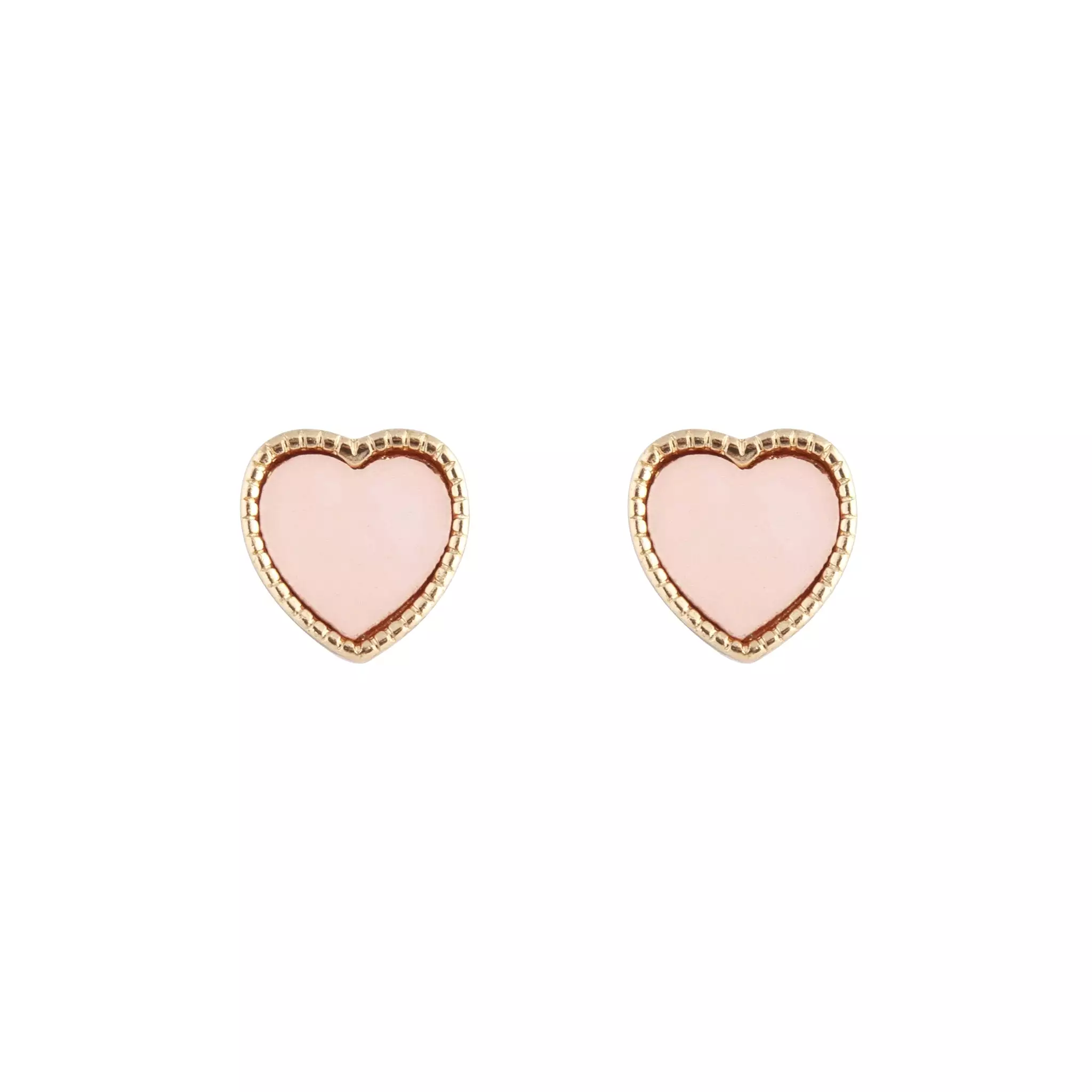 Pink Gold Acrylic Heart Stud Earrings