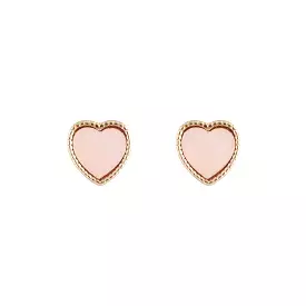 Pink Gold Acrylic Heart Stud Earrings