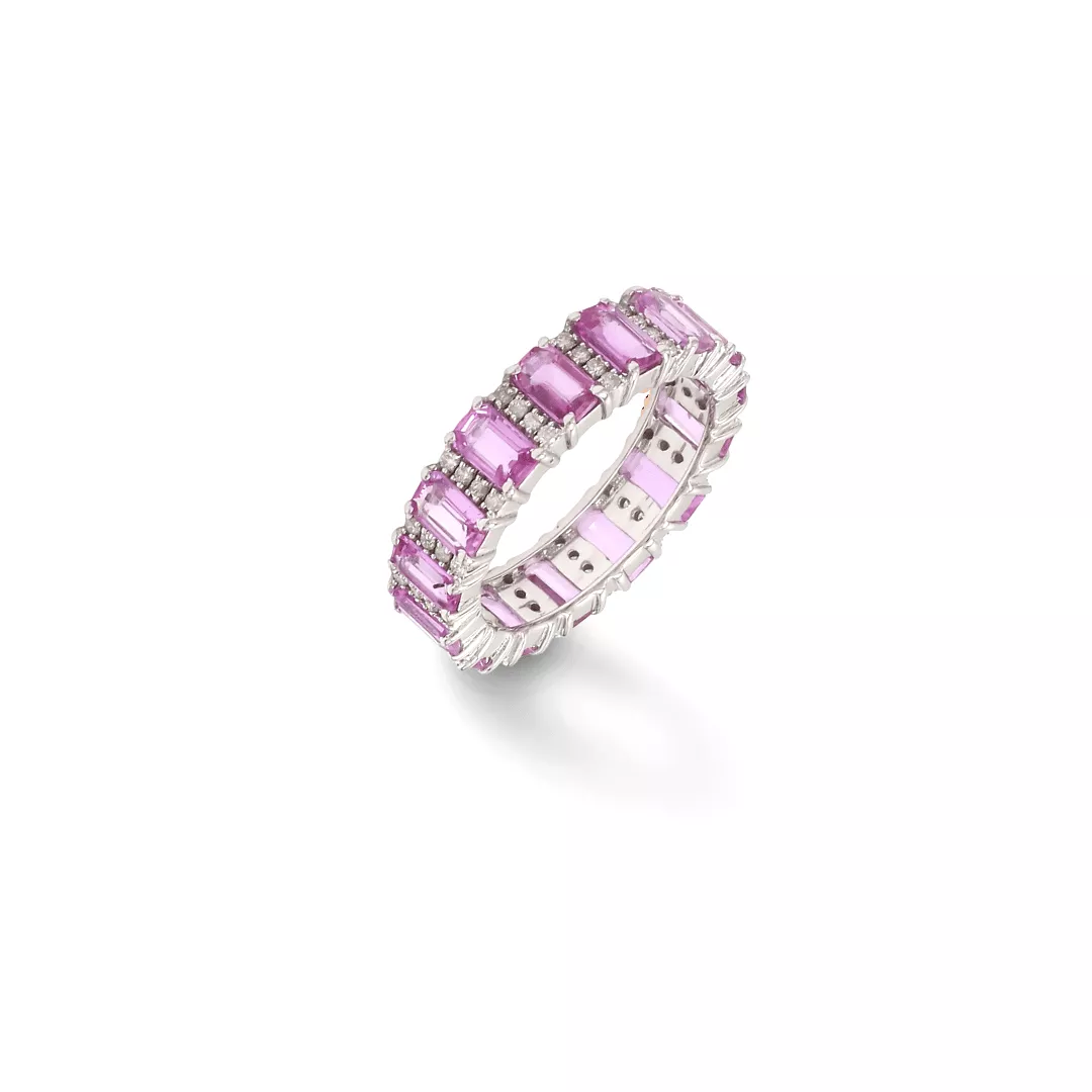 Pink Sapphire and Diamond Eternity Ring