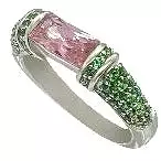 Pink Sapphire and Green Emerald Pinky Ring