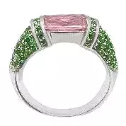 Pink Sapphire and Green Emerald Pinky Ring