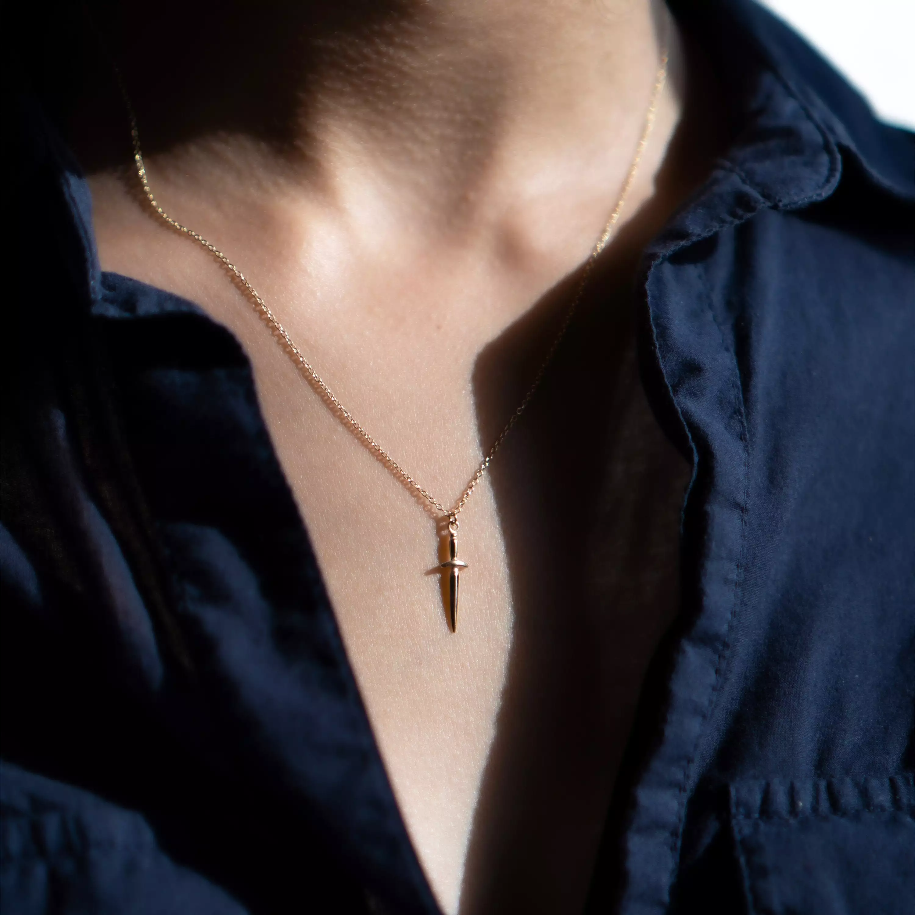 Pixie Dagger Necklace - 14k Yellow Gold