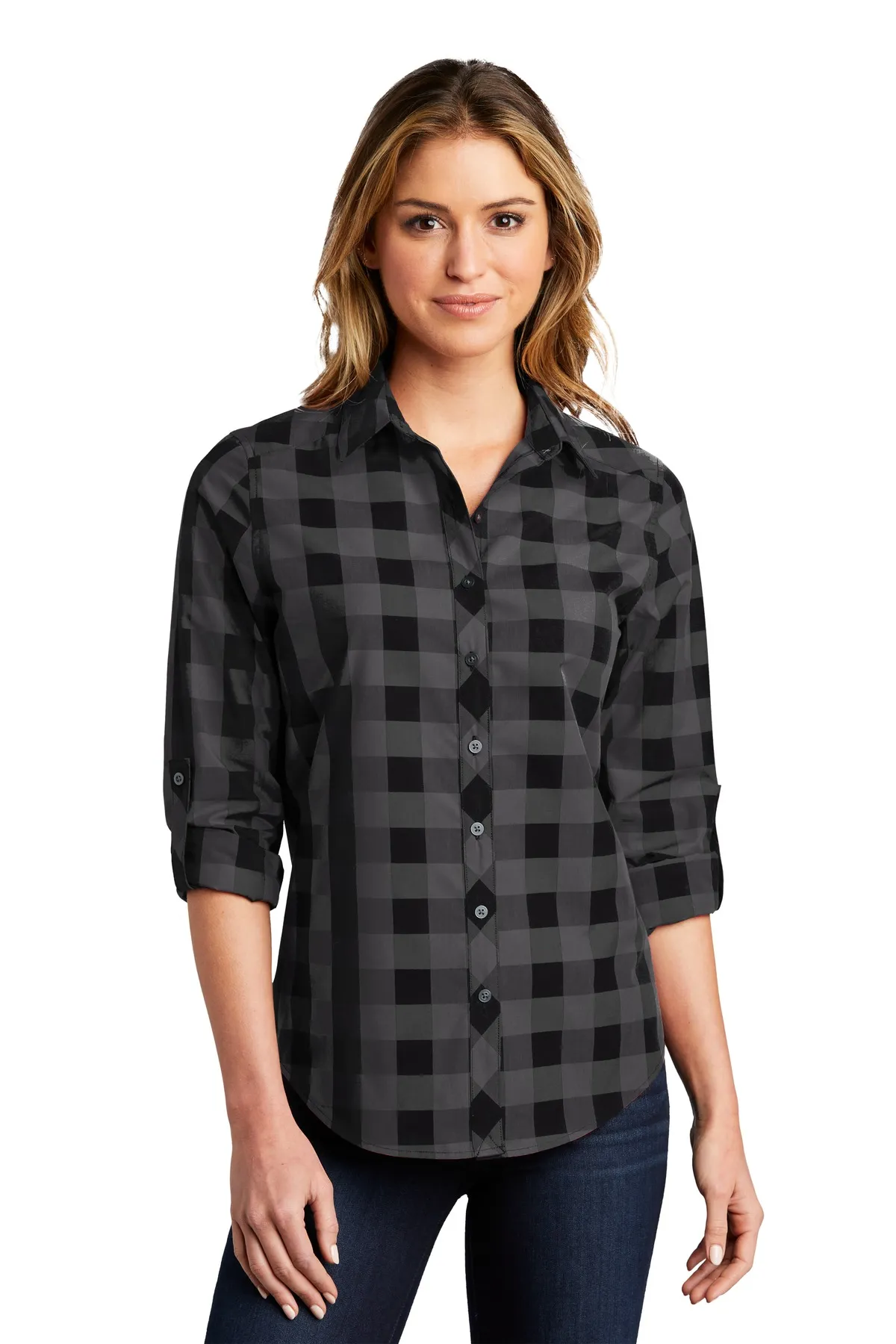 Port Authority Clothing LW670 Port Authority    Ladies Everyday Plaid Shirt SKU: LW670