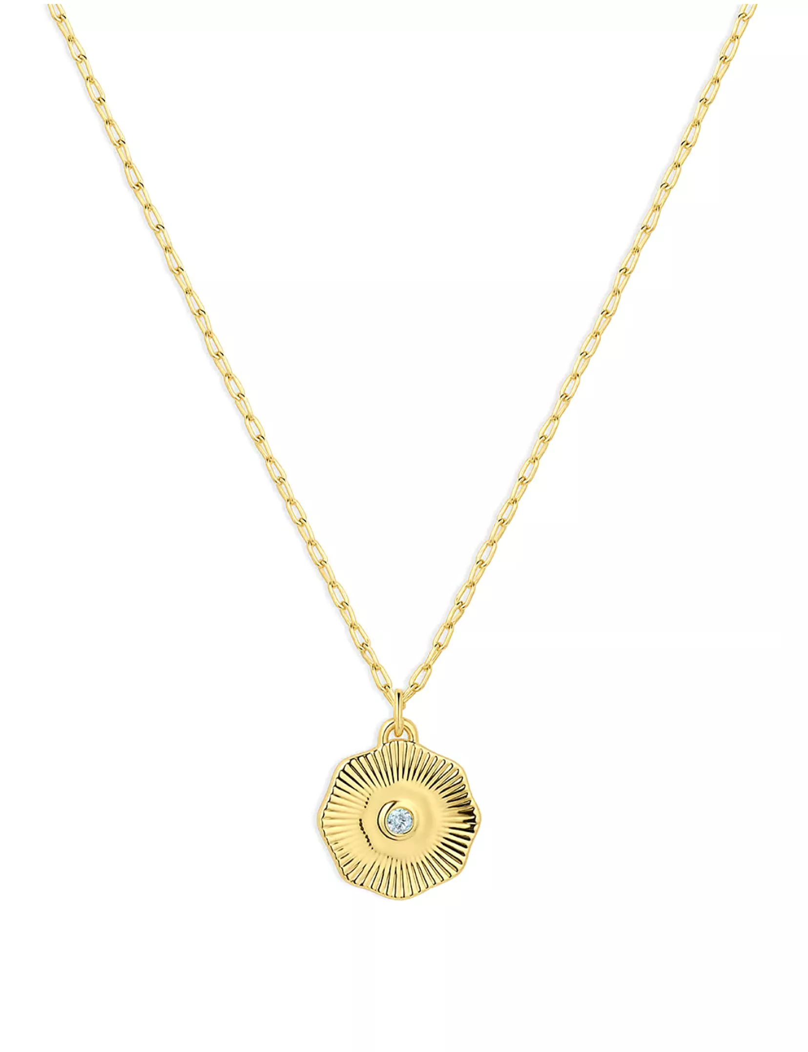 Power Birthstone Coin Necklace (March), Gold/Aquamarine