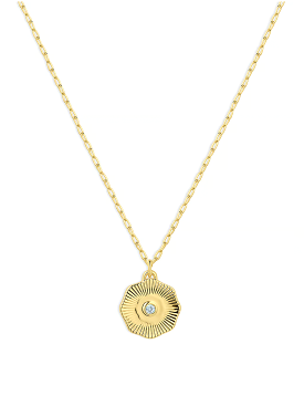 Power Birthstone Coin Necklace (March), Gold/Aquamarine