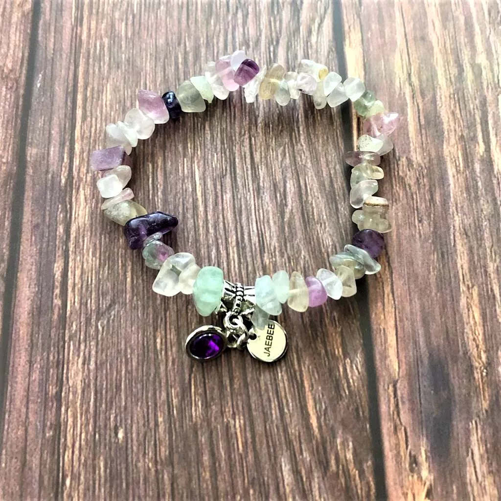 Rainbow Fluorite Chip Beaded Bracelet