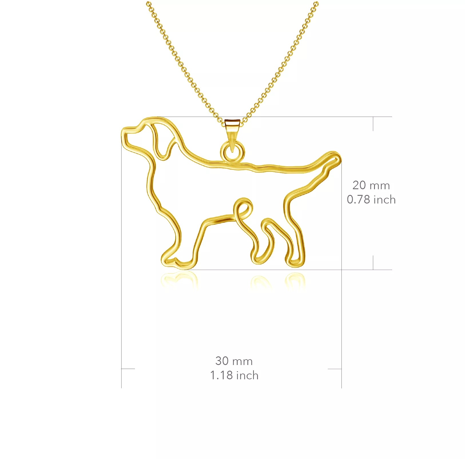 Retriever Silhouette Pendant Necklace - Gold Plated