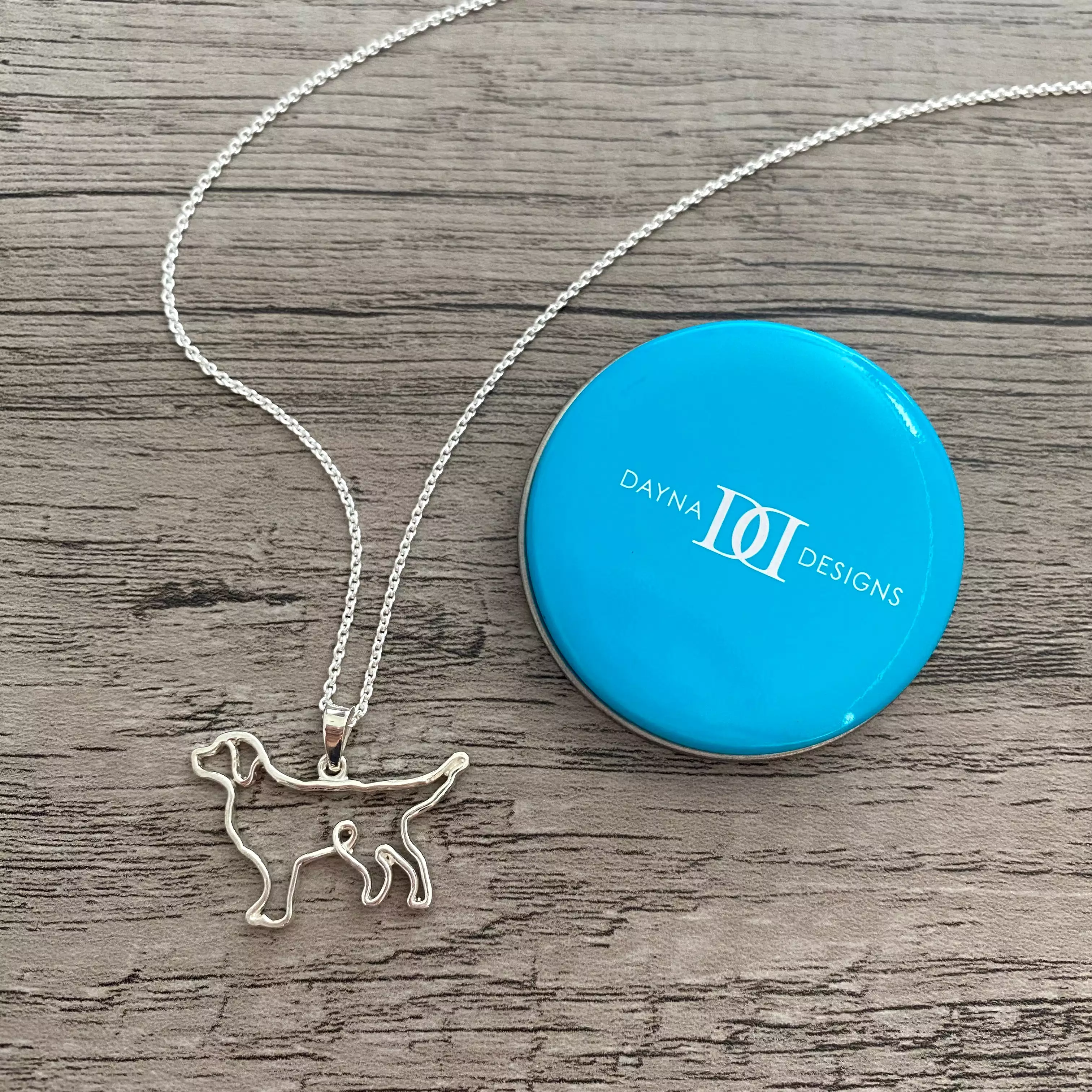 Retriever Silhouette Pendant Necklace - Silver