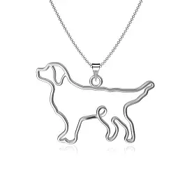 Retriever Silhouette Pendant Necklace - Silver