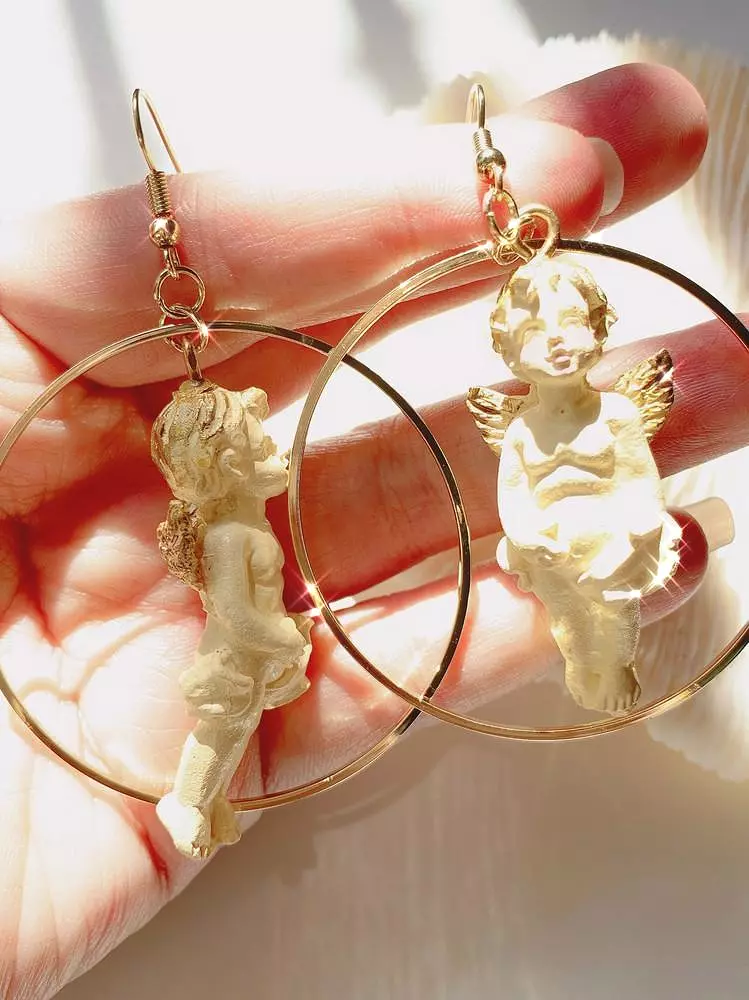 Retro Angel Cherubs Hoops Earrings