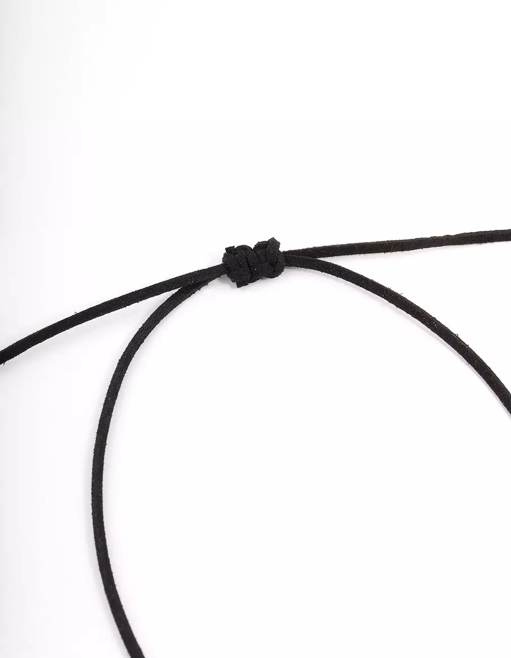 Rhodium Puffy Heart Black Suede Adjustable Cord Necklace