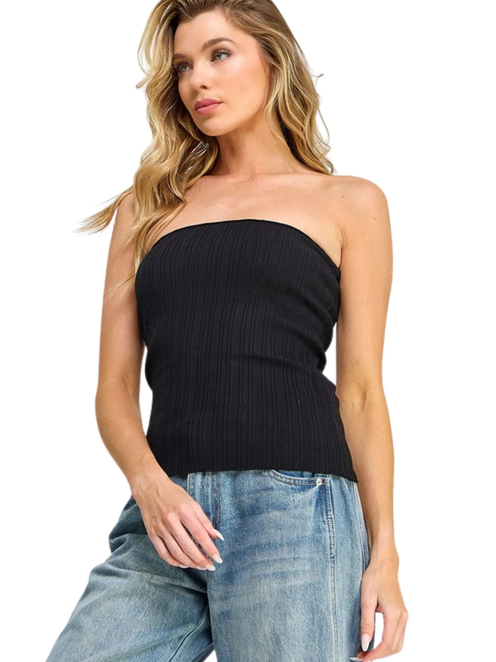 Ribbed Sweater Tube Top