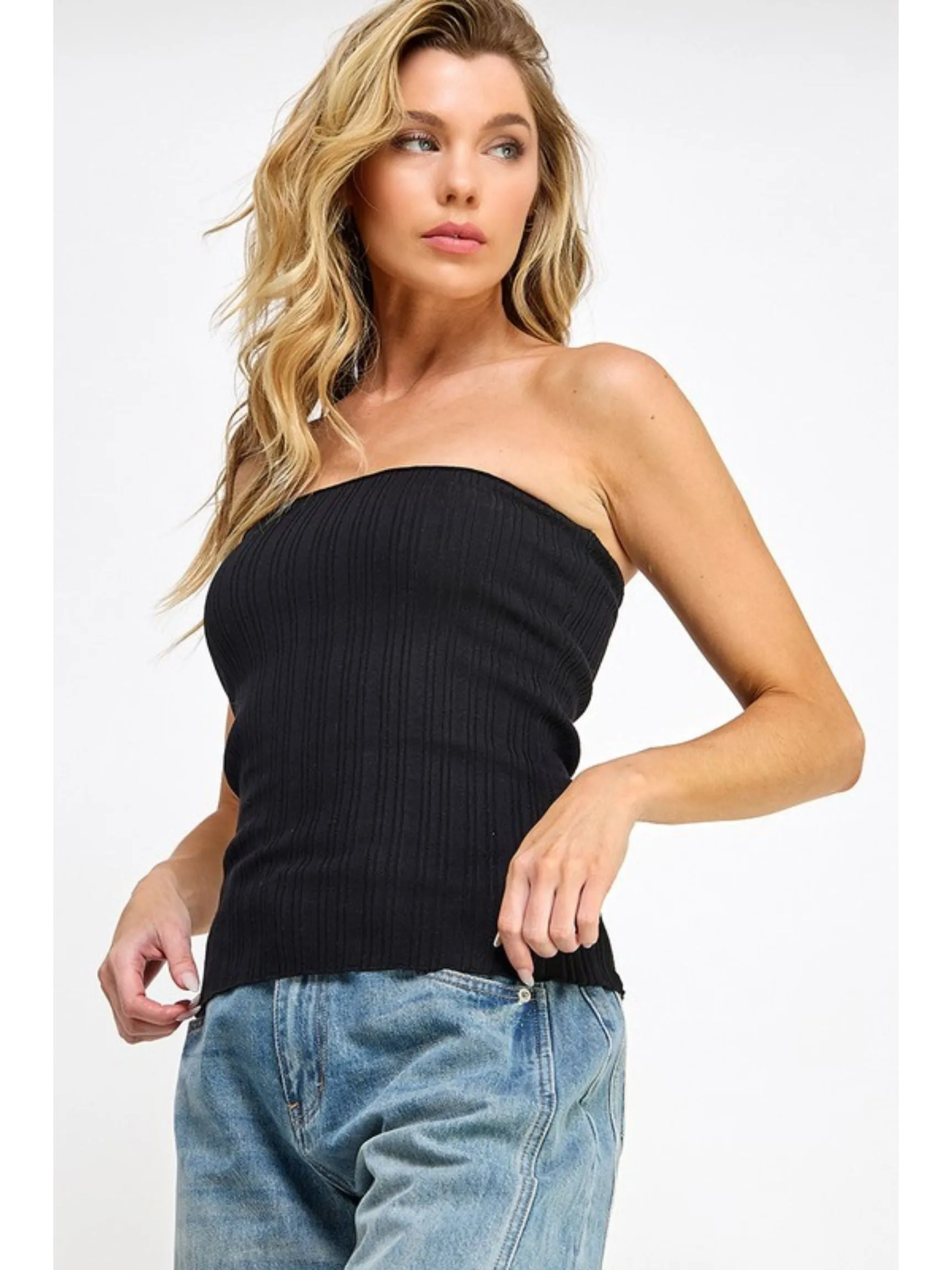 Ribbed Sweater Tube Top